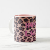 Chef-Dame Leopard Mug Zweifarbige Tasse (Vorderseite Links)