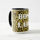 Chef-Dame Leopard Print Mug Tasse (Vorderseite Links)