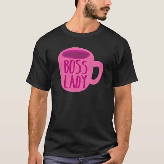 CHEF-Dame mit einer rosa Kaffeetasse T-Shirt (Vorderseite)