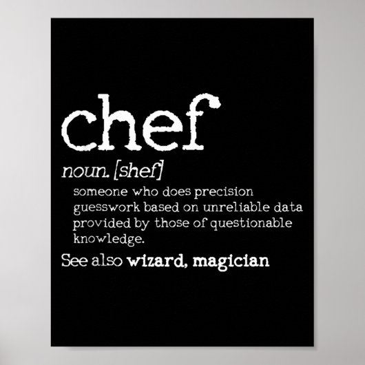 Chef Definition - Lustiges Wörterbuch Kochgeschenk Poster (Vorne)