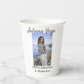 Chef der Geschäftsführerin, Chefin Instagram Handl Pappbecher (Rückseite)