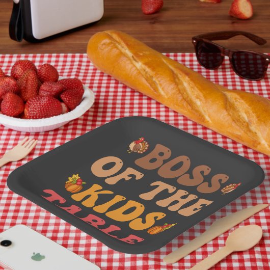 Chef des Kindertisches Witziger Erntedank Türkei Pappteller (Picknick)