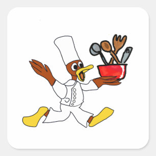 Chef Ducky Kazoo Quadratischer Aufkleber