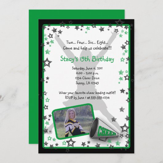 Chef Foto Einladung Grün (Vorne/Hinten)