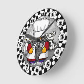 Chef-Gnom Runde Wanduhr (Winkel)