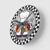 Chef-Gnom Runde Wanduhr (Winkel)