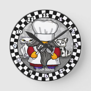 Chef-Gnom Runde Wanduhr