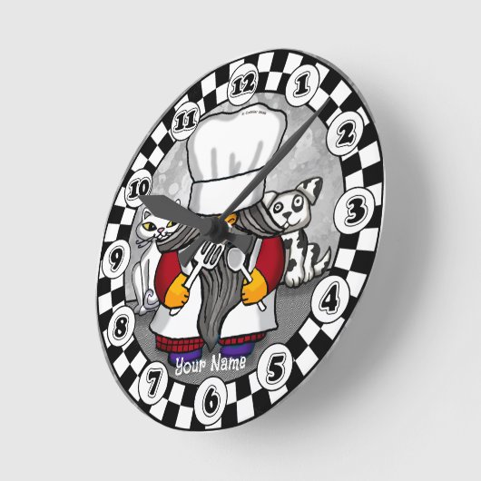 Chef gnome  runde wanduhr (Winkel)