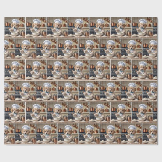 Chef Golden Retriever Puppy Baking Geschenkpapier (Flach)
