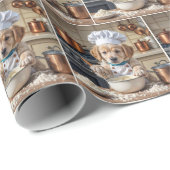 Chef Golden Retriever Welpe Backen Geschenkpapier (Rolleneckpunkt)