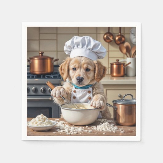 Chef Golden Retriever Welpe  Serviette (Vorderseite)