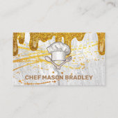 Chef Hat | Gold Spritzer | Gold Glitzer Tropfen Visitenkarte (Vorderseite)