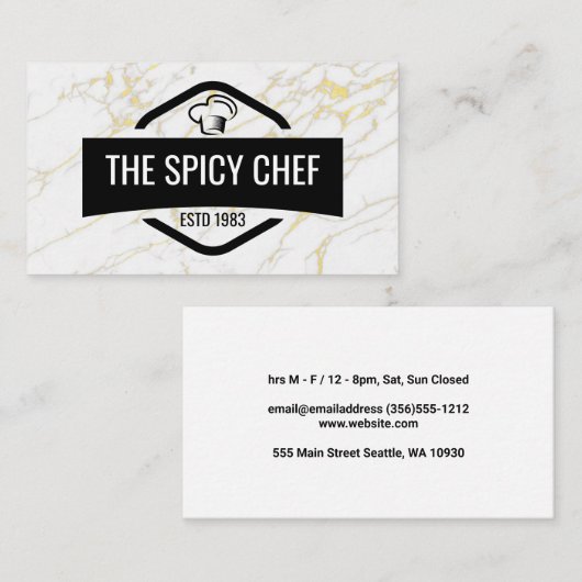 Chef Hat | Restaurant-Logo | Marmorgold Visitenkarte (Vorne/Hinten)