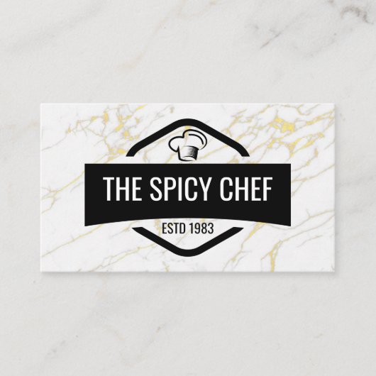 Chef Hat | Restaurant-Logo | Marmorgold Visitenkarte (Vorderseite)
