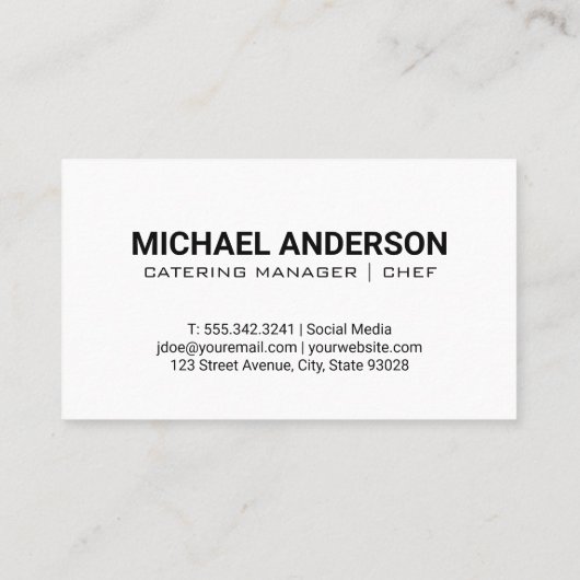 Chef Hat | Spatula | Marmor Visitenkarte (Rückseite)