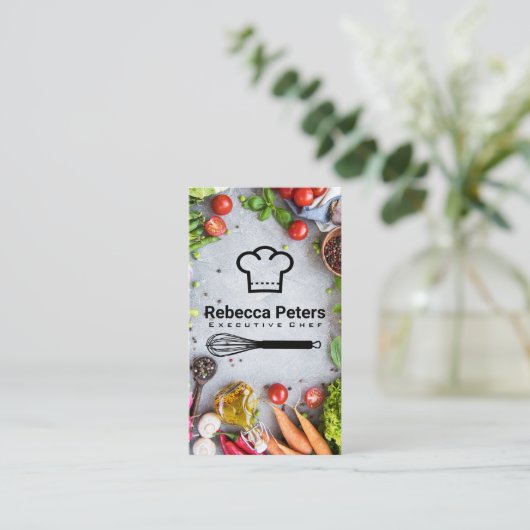 Chef Hat | Whisky | Frisches Gemüse Visitenkarte (Stehend Vorderseite)