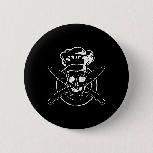 Chef-Hemd Totenkopf Kochmütze Kochen Bbq Grillen T Button (Vorderseite)