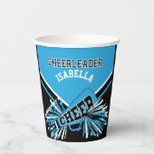 Chef in Blau, Schwarz und Weiß Pappbecher (Vorderseite)