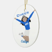 Chef in blau und weiß mit schwarzem Haar Keramik Ornament (Links)