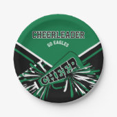 Chef in Grün, Weiß und Schwarz Pappteller (Vorderseite)