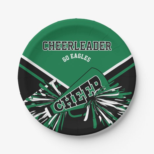 Chef in Grün, Weiß und Schwarz Pappteller (Vorderseite)