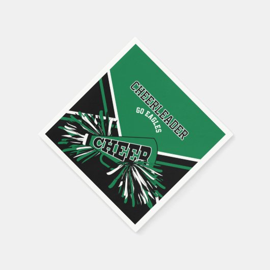 Chef in Grün, Weiß und Schwarz Serviette (Ecke)