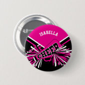 Chef in Hot Pink, Weiß und Schwarz Button (Vorne & Hinten)