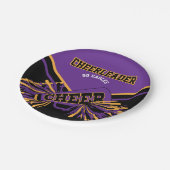 Chef in Lila, Gold und Schwarz Pappteller (Schrägansicht)