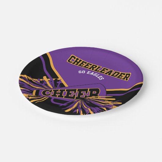 Chef in Lila, Gold und Schwarz Pappteller (Schrägansicht)