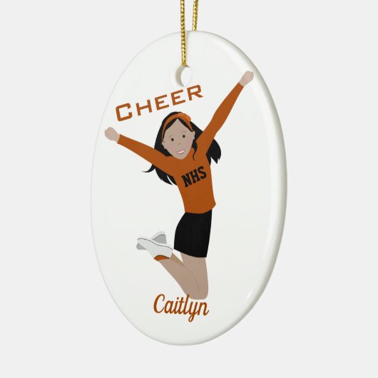 Chef in Orange und Schwarz mit schwarzem Haar Keramik Ornament (Links)