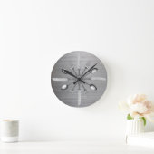 Chef Kitchen Utensils Faux Metal Steel Runde Wanduhr (Zuhause)