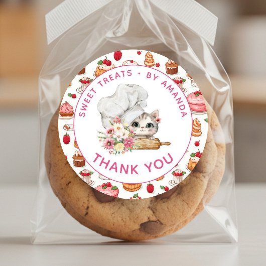 Chef Kitten Bäckerei Danke Runder Aufkleber