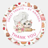 Chef Kitten Bäckerei Danke Runder Aufkleber (Vorderseite)