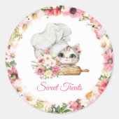 Chef Kitten Bäckerei Runder Aufkleber (Vorderseite)