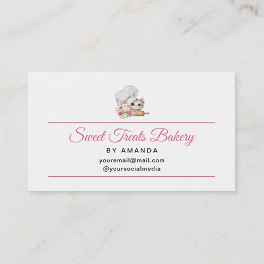 Chef Kitten Bakery Pink Visitenkarte (Rückseite)