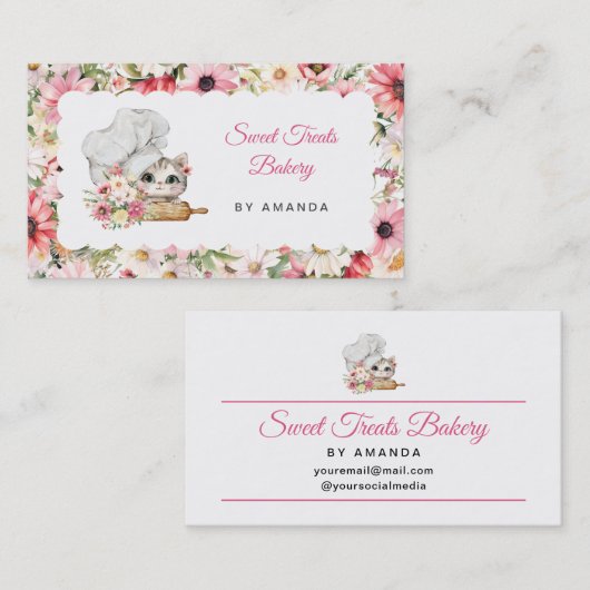 Chef Kitten Bakery Pink Visitenkarte (Vorne/Hinten)