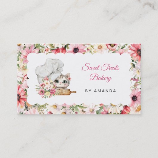 Chef Kitten Bakery Pink Visitenkarte (Vorderseite)