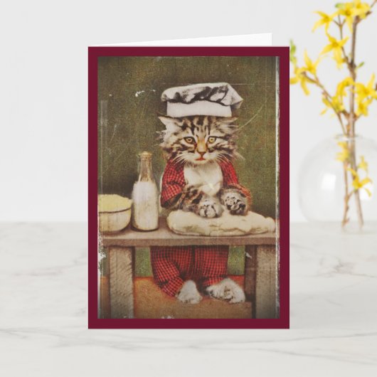 Chef Kitten Making Bread Karte (Gelbe Blume)