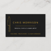 Chef Knife Personal Chef Catering Gold Black Visitenkarte (Vorderseite)