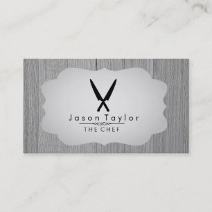 Chef-Koch-Catering Retro Gekreuzte Messer Holz Gra Visitenkarte