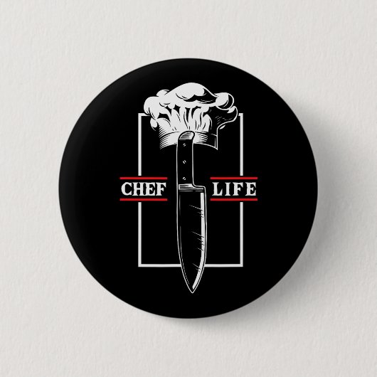 Chef Koch Leben Messer Restaurant Kochen Essen Kul Button (Vorderseite)