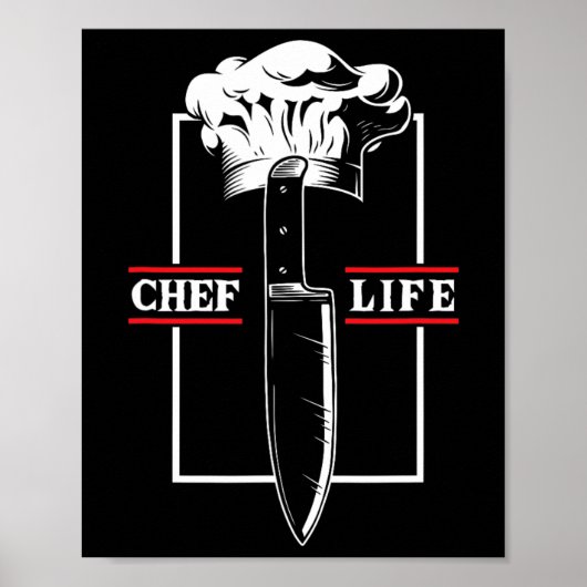Chef Koch Leben Messer Restaurant Kochen Essen Kul Poster (Vorne)