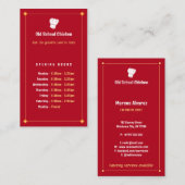 Chef | Koch Restaurant Visitenkarte (Vorne/Hinten)