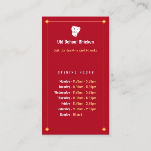 Chef | Koch Restaurant Visitenkarte (Vorderseite)