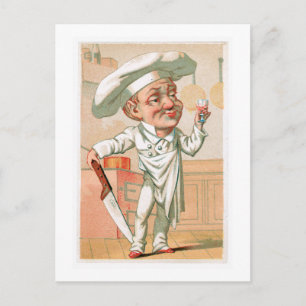 Chef kocht Vintage-Lebensmittel-Werbekunst Postkarte