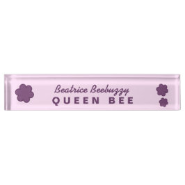 Chef KÖNIGIN-BIENE Rosa mit lila Blumen V02 Namensplakette