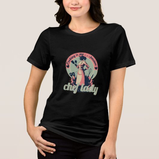 Chef-Lady im Retro-Stil  Tri-Blend Shirt (Vorderseite)