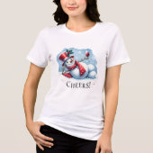 Chef, lustiger Snowman trinkt Wein Tri-Blend Shirt (Vorderseite)