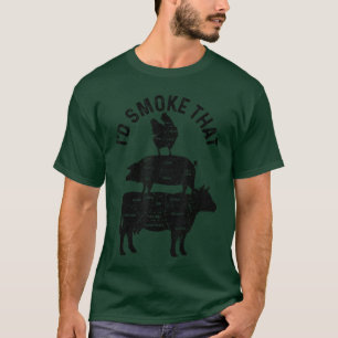 Chef Metzger BBQ Id Rauchhut Schwein Rind Lustig V T-Shirt