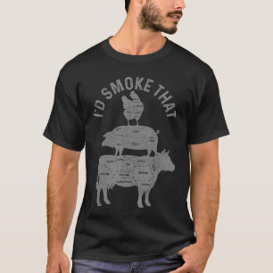 Chef Metzger BBQ Id Smokehat Schwein Rind Lustig V T-Shirt